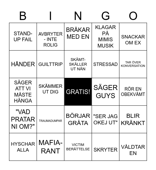 IRRITATIONS-BINGO Card