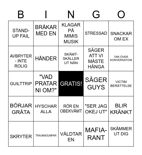 IRRITATIONS-BINGO Card