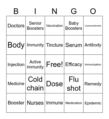 Vaccines Bingo Card