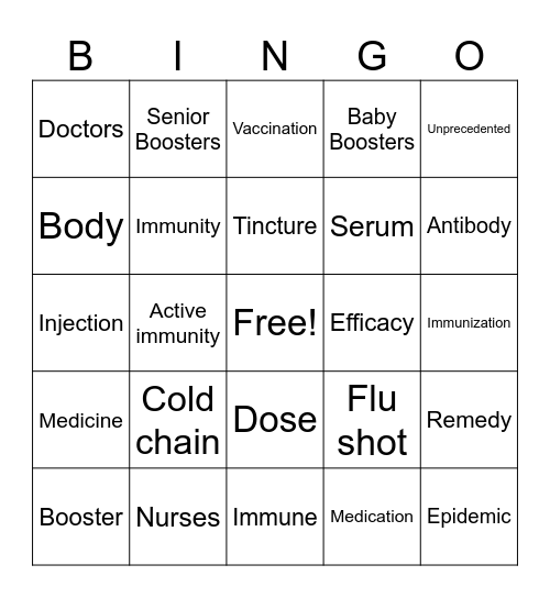 Vaccines Bingo Card