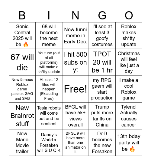 Sept.-Dec. 2025 Bingo Card