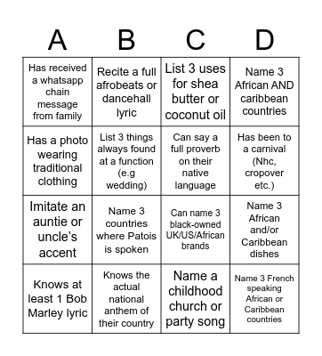 ACS MEET & GREET Bingo Card