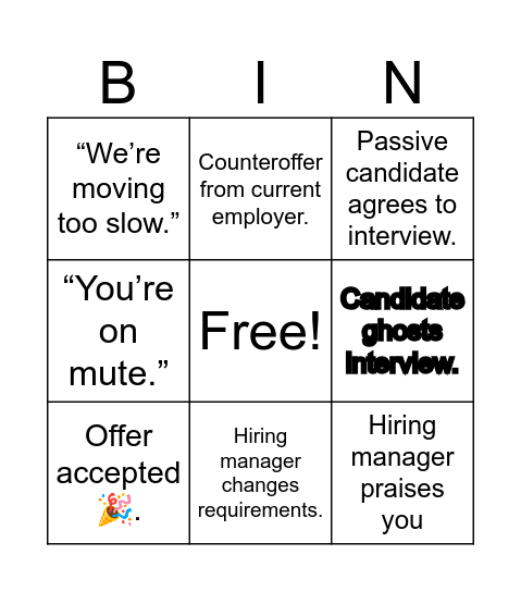 CommOps L+S "Bin"go Bingo Card