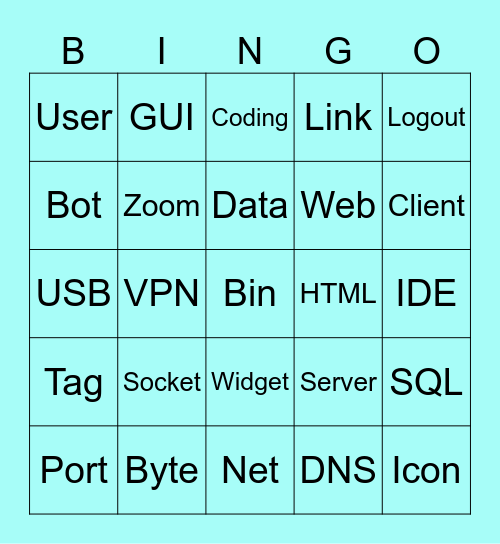 IT/Tech Words Bingo Card