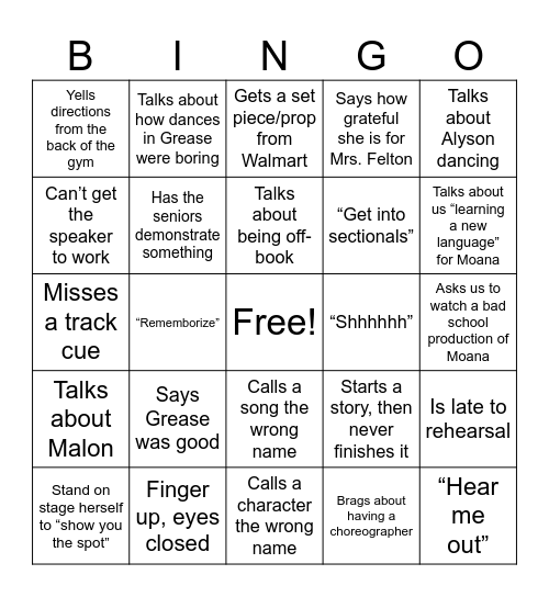 Mrs. Yon Bingo Card
