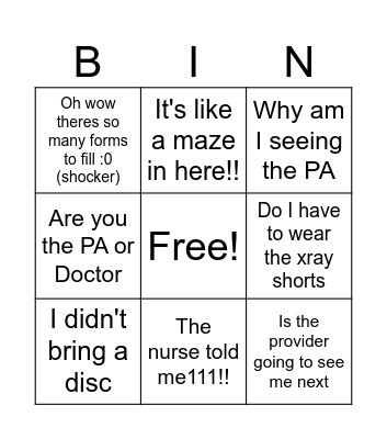 Back Office Bingo Card