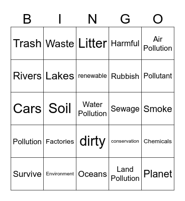 Unit 2: Love Your Environment! Bingo Card