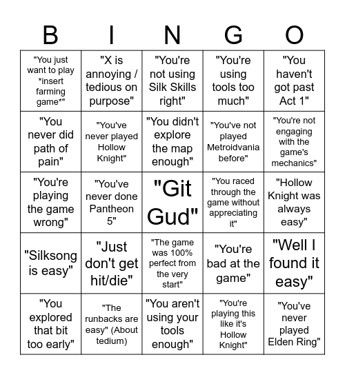 Silksong Defender Bingo Card