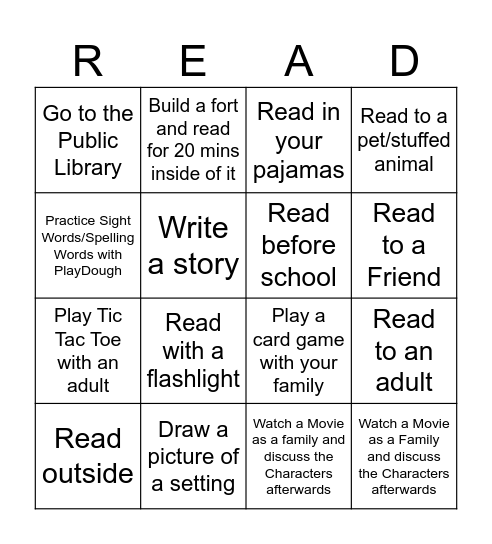 Love to Read! Bingo Card