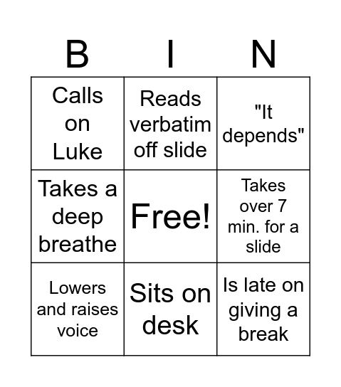 ll Bingo Card