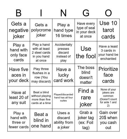 BALATRO BINGO Card