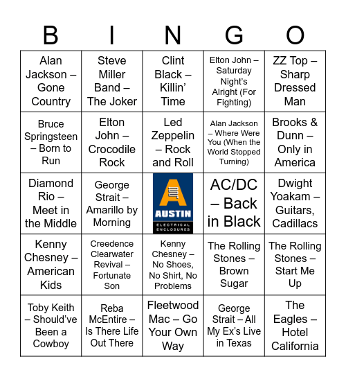 Austin Enclosures volume four Bingo Card