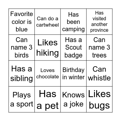 Otter's Bingo Card