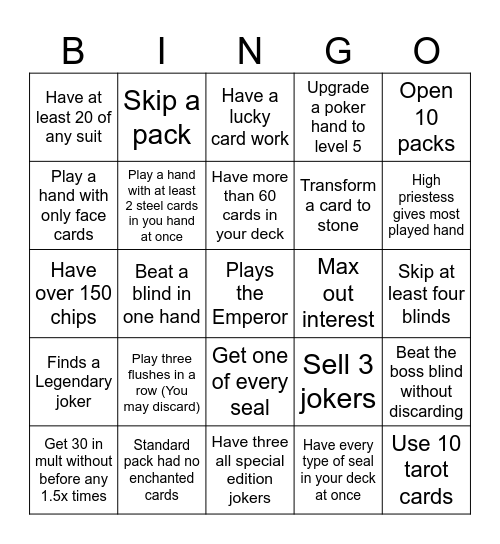BALATRO BINGO Card
