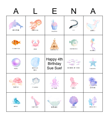 Mermaid Bingo Card
