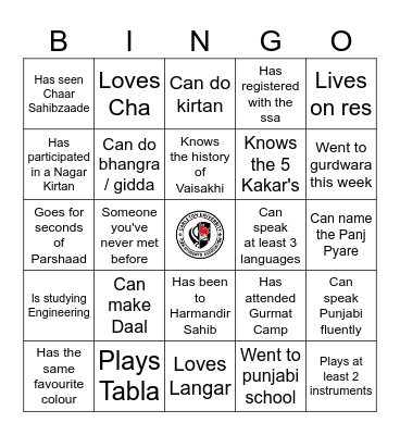 SSA BINGO Card