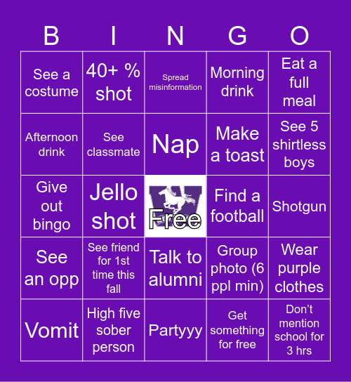 HOCO Bingo Card