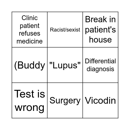 House Bingo Card