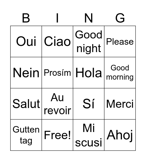 Europejski Dzień Języków Obcych Bingo Card