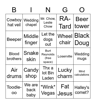 THE HANGOVER Bingo Card