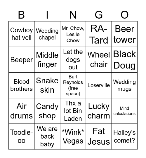 THE HANGOVER Bingo Card