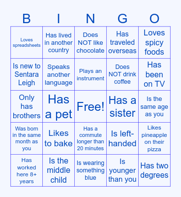 Find Someone Who Bingo Card