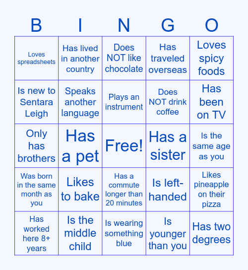 Find Someone Who Bingo Card