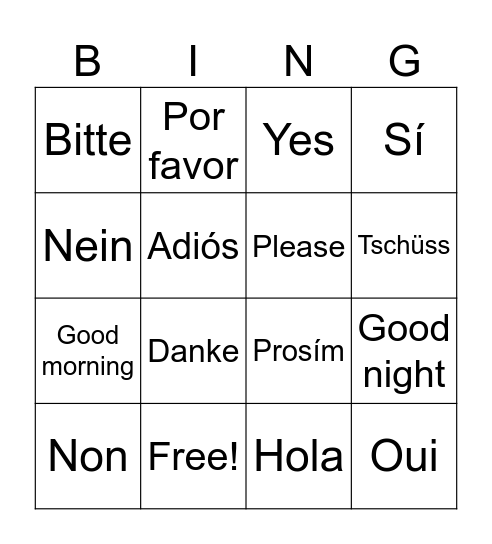 Europejski Dzień Języków Obcych Bingo Card