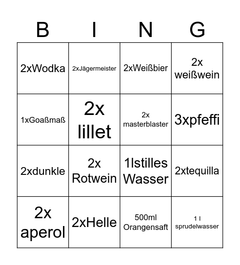 Sauf Bingo Card