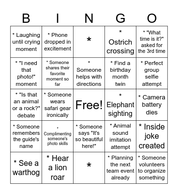 Flex Aquila Adventure Bingo Card