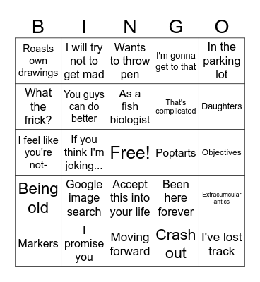 Prof. Matthews Bingo Card
