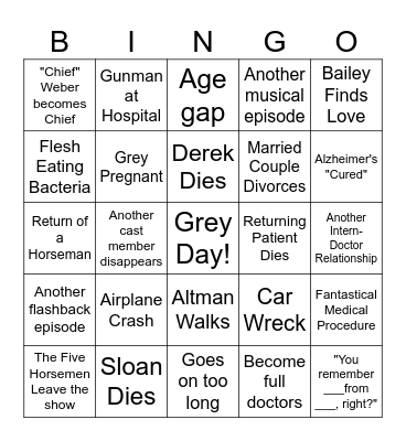 Grey Bingo Card