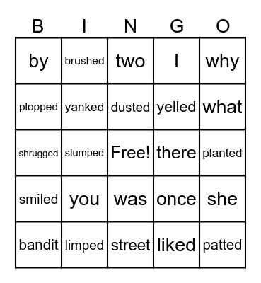 Spelling Word Bingo Card