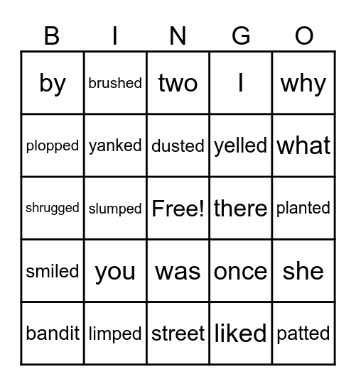 Spelling Word Bingo Card