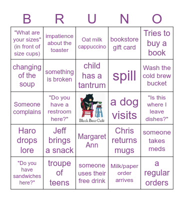 Black Bear Bingo Card