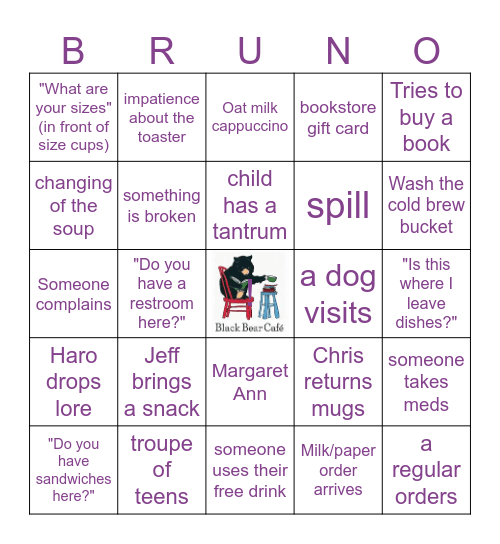 Black Bear Bingo Card