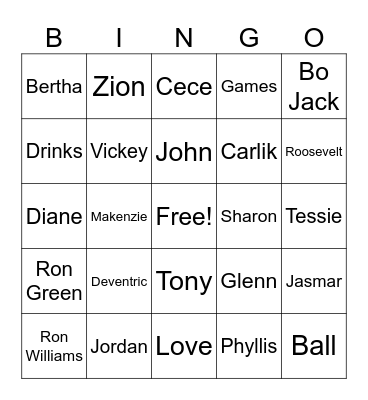 Copeland Family Reunion Bingo Card