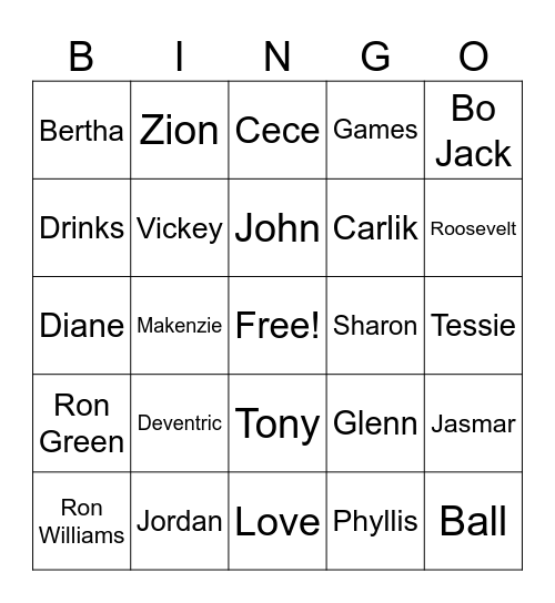 Copeland Family Reunion Bingo Card