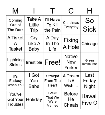 Trivia Songs October 2025 Bingo Card
