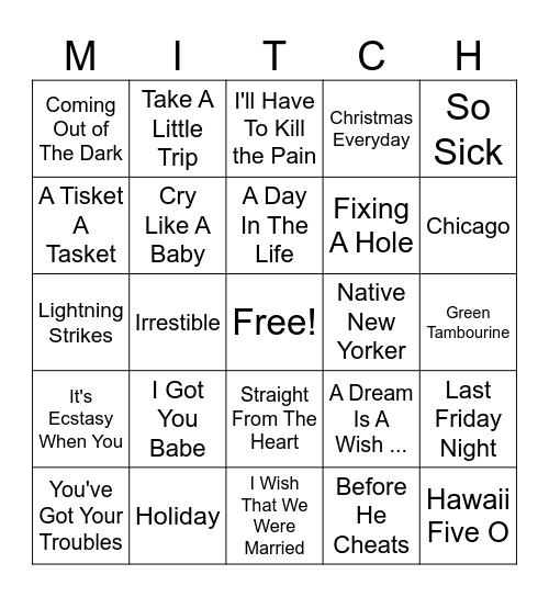 Trivia Songs October 2025 Bingo Card