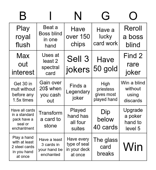 BALATRO BINGO Card