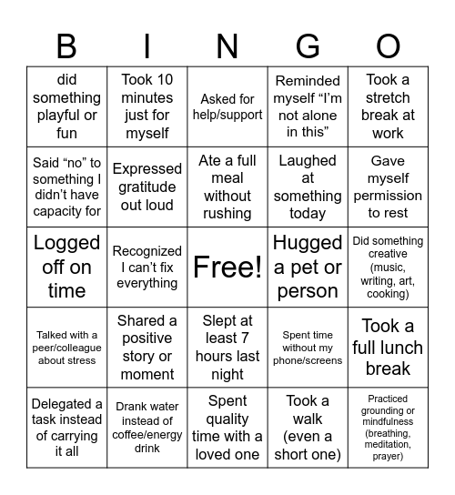 Group Session 3 Bingo Card