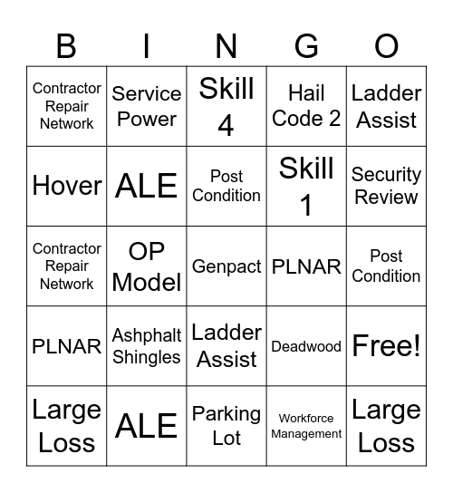 Property Bingo Card
