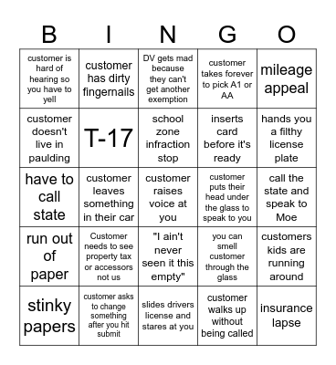 Tag Office Bingo Card