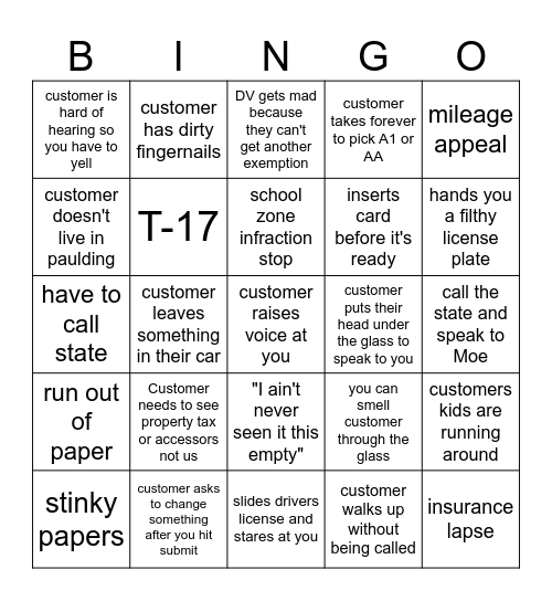 Tag Office Bingo Card