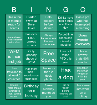 Data Ops: Get to Know you! Bingo Card