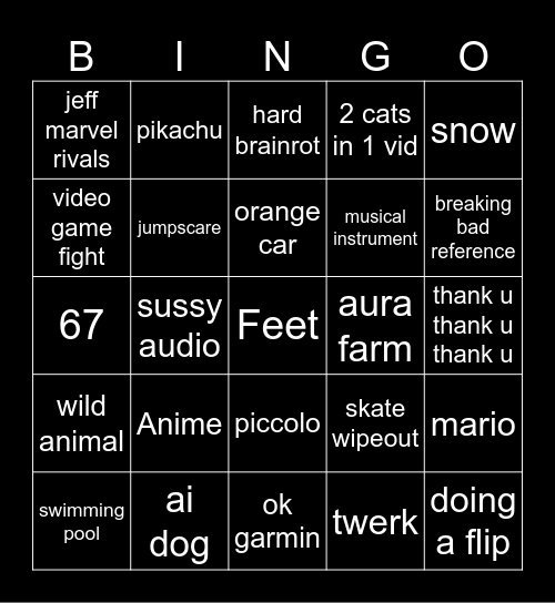 Reels Bingo Card