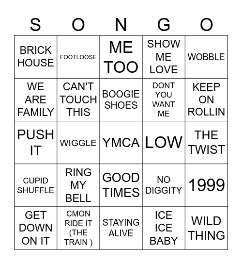 DANCE HITS 1 Bingo Card