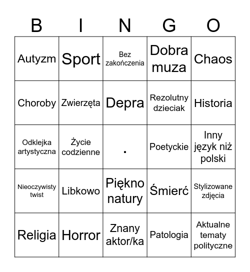 Gdynia Shorts Bingo Card