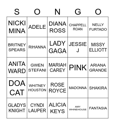 FEMALE ARTISTS Bingo Card